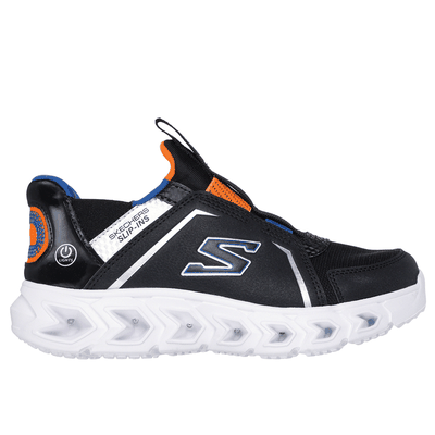 Skechers Boy's Slip-ins: Hypno-Flash 2.0 - Vexlux Sneaker | Size 2.5 | Black/Blue/Orange | Synthetic/Textile