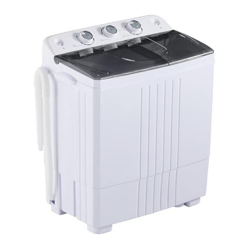 TUKAILAi Twin Tub Washing Machine 6KG Total Capacity 4.5KG Washer 1.5KG Drying, Portable Mini Washing Machine with Timer Control and Drain Pipe, for Apartment Dorms Camp