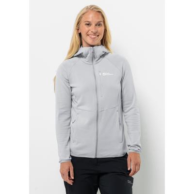Fleecejacke JACK WOLFSKIN "KOLBENBERG HOODED FZ W", Damen, Gr. XS, grau (cool, grau), Obermaterial: 95% Polyester, 5% Elastan; Futter: 100% Polyester, Jacken Image
