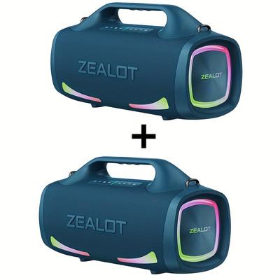 TEMU (2pcs A Set)zealot S79 100w Wireless Speakers, Ipx 5 Portable Subwoofer , Pairing, 24000mah Battery, 36hours , Bass.charging , Phone/tablet/tv. For , Camping, .