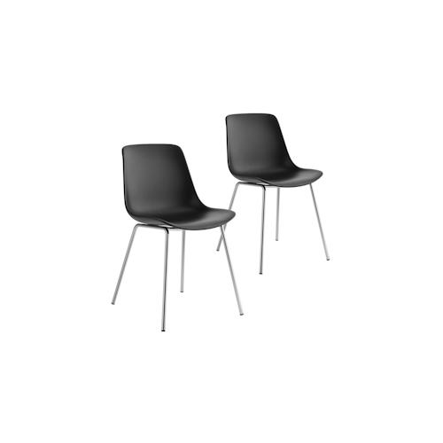 TECTAKE Kunststoffstühle Mave, ergonomisch, 120 kg 2er Setschwarz/chrom