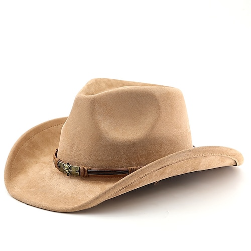 Per uomo Cappello da sole Cappello da cowboy Cappello Fedora Trilby Nero Cammello Lanetta Stile vintage Di tendenza 18esimo secolo Stato del Texas Giornaliero Festa a tema Tinta unita / tinta unita