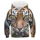 Da ragazzo 3D Animali Tigre Felpa con cappuccio Manica lunga Stampa 3D Primavera Autunno Attivo Sportivo Di tendenza Bambino 3-13 anni Esterno Giornaliero Al coperto Standard