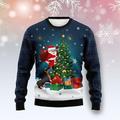 brutto maglione di natale maglioni da uomo babbo natale fiocco di neve stampa maglia pullover maglione capodanno maglione esterno quotidiano manica lunga girocollo giallo blu navy autunno inverno s m