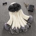 Per donna Pelliccia sintetica Matrimonio Strada Giornaliero Autunno Inverno Lungo Cappotto Standard Tenere al caldo Giacca Manica lunga Color Block Collo di pelliccia Bianco Nero