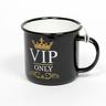 Emaille Becher VIP only Nostalgie Metall mit Emaille Beschichtung rund Ø 8 cm