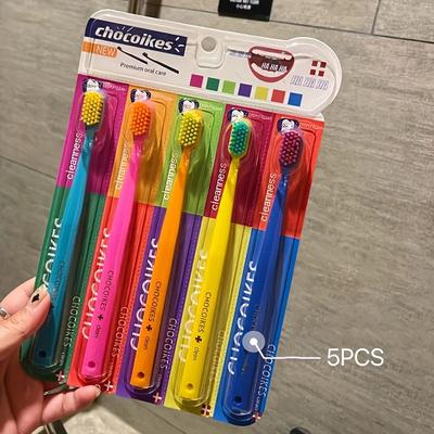 TEMU Rainbow Toothbrushes: High Density Soft & Medium Bristles, Sugar-free, Adult & Family Use, Nylon Bristles