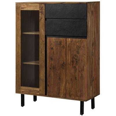 Highboard Sheesham 100x40x135 natur unbehandelt LICHTENBERG 100 Image