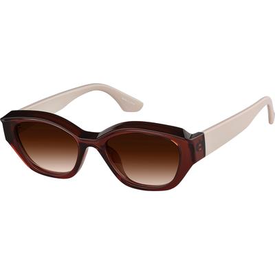 Zenni Women's Vintage Cat-Eye Rx Sunglasses Brown Plastic Full Rim Frame