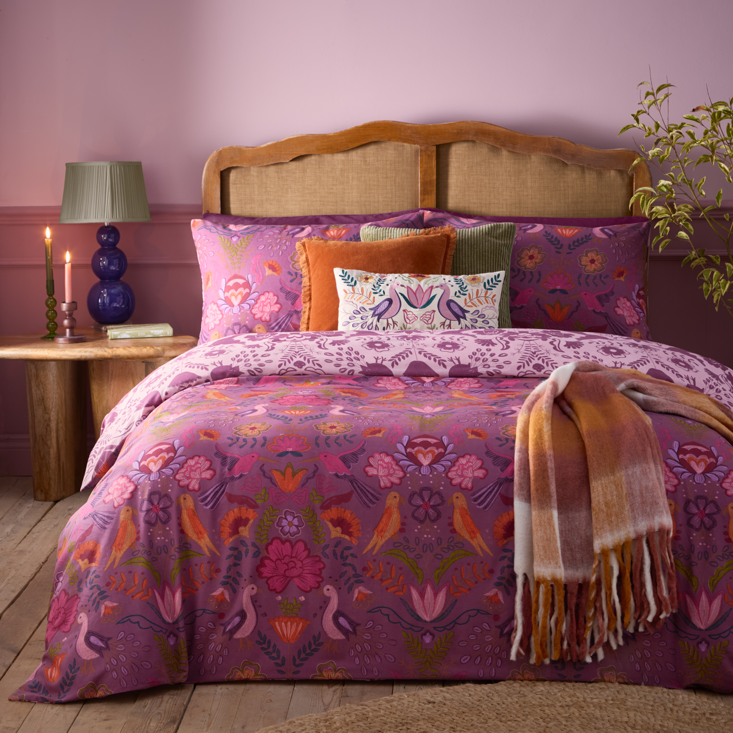 furn. Broderie Floral Duvet Cover Set - Purple Polycotton - Size King | furn. Sale | Discount Designer Brands