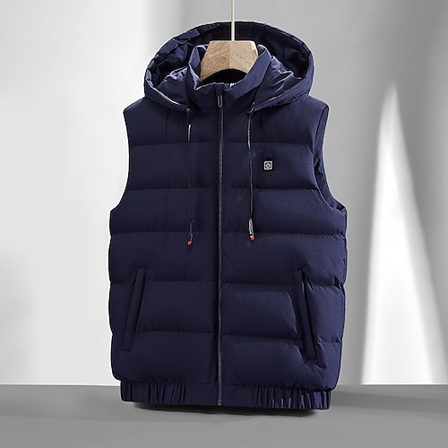Herren puffer jacket Puffer Weste Weste Steppweste Täglich Verabredung Urlaub Modisch Brautkleider schlicht Herbst Winter Tasche Polyester warm halten Komfortabel Glatt Reisverschluss Mit Kapuze