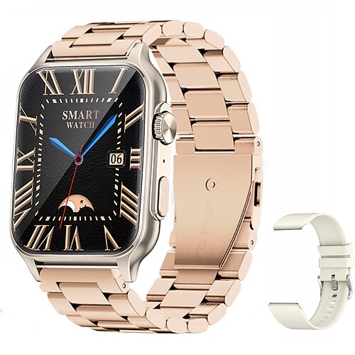 iMosi KT64 Smartwatch 1.96 Zoll Smartwatch Fitnessuhr Bluetooth Schrittzähler Anruferinnerung Schlaf-Tracker Kompatibel mit Android iOS Damen Herren Freisprechanlage Wasserdicht Mediensteuerung IP 67 Image