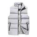 Herren Wintermantel Winterjacke Puffer Weste Weste Steppweste Strickjacke Casual Campen und Wandern Winter Tasche Polyester Windundurchlässig Warm Bequem Solide / einfarbig Stehkragen Schwarz Rote