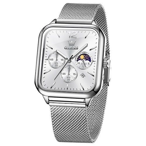 Olevs 9914 Herrenuhr klassischer Luxus original Quarzuhr Kalender Mondphase Chronograph Trend Marke Herrenuhr Image