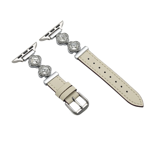 Lederband Kompatibel mit Apple Watch Armband 38mm 40mm 41mm 42mm 44mm 45mm 49mm Damen Bling-Diamant Verstellbar Legierung Leder Ersatzarmband für iwatch Ultra 2 Series 9 8 7 SE 6 5 4 3 2 1 Image