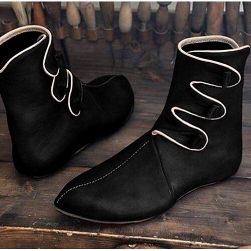 Vintage Mittelalterlich Renaissance Schuhe Flache Jazzstiefel Turnschuhe Pirat Elfen Bogenschießen Kostüm Herren Damen Unisex Keltisch Seeräuber Fantasie Halloween Karneval Maskerade Alltagstauglich Image