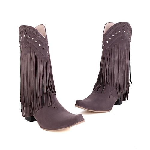 Retro Vintage Hippie 1970er Schuhe Westernstiefel Hippie Westlicher Cowboy Quastenfransen Kostüm Herren Damen Karneval Maskerade Urlaub Party / Abend Alltagskleidung Erwachsene Schuhe Image