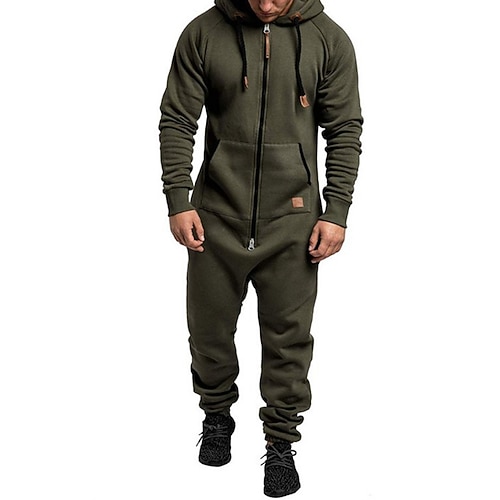 Herren Trainingsanzug Jogginganzug 2-teiliges Sport-Set Vollreißverschluss Einteilig Einfarbig Sportbekleidungsset Herbst Winter Dunkelgrau Cachi scuro Fitnesstraining Joggen Laufen Thermowarm Weich Image