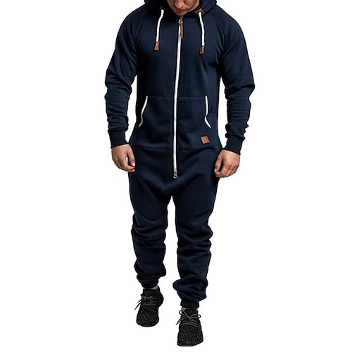 Herren Trainingsanzug Jogginganzug 2-teiliges Sport-Set Vollreißverschluss Einteilig Einfarbig Sportbekleidungsset Herbst Dunkelgrau Cachi scuro Fitnesstraining Joggen Laufen Thermowarm Weich Langarm Image