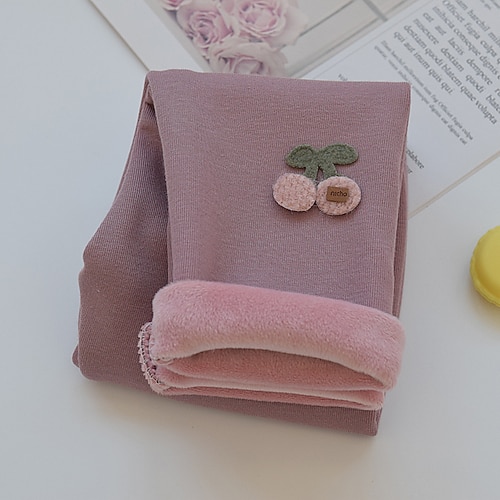 Baby Mädchen Mit Fleece gefütterte Leggings Blumen Aktiv Outdoor 7-13 Jahre Herbst Taro lila Schwarz Rosa Image