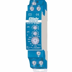 Eltako Zeitrelais REG, 8-230V, AC/DC, analog mit Einzelfunktion, Taktgeber mit Impuls beginnend, 0,1-40Minuten/Stunden, 1TE, 1W, 8-230V/AC/DC, TGI12DX-UC Image