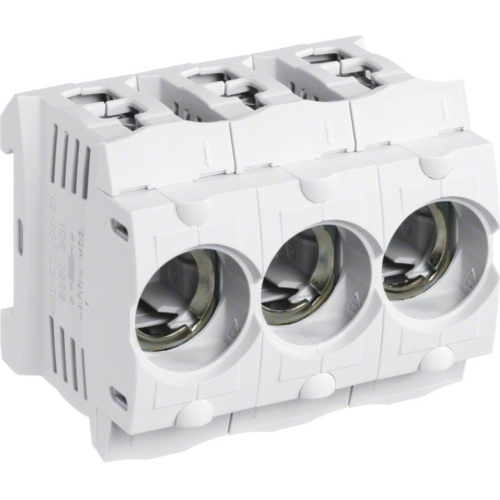 Hager D0-Sicherungssockel, 3p, D01, DIN-Schiene, 16A, 400V, Kunststoff, Ausführung mit Abdeckung, LD047 Image