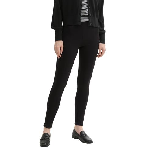 Treggings TOM TAILOR Gr. 42, Länge 28, schwarz (deep black) Damen Hosen mit Stretchanteil