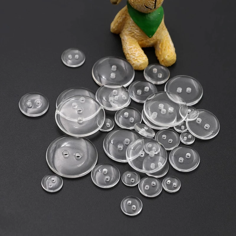 30/50/100 stücke zwei Loch transparente kleine Knöpfe kreisförmige Harz Pad Knopf Hemd Kragen Knopf Image