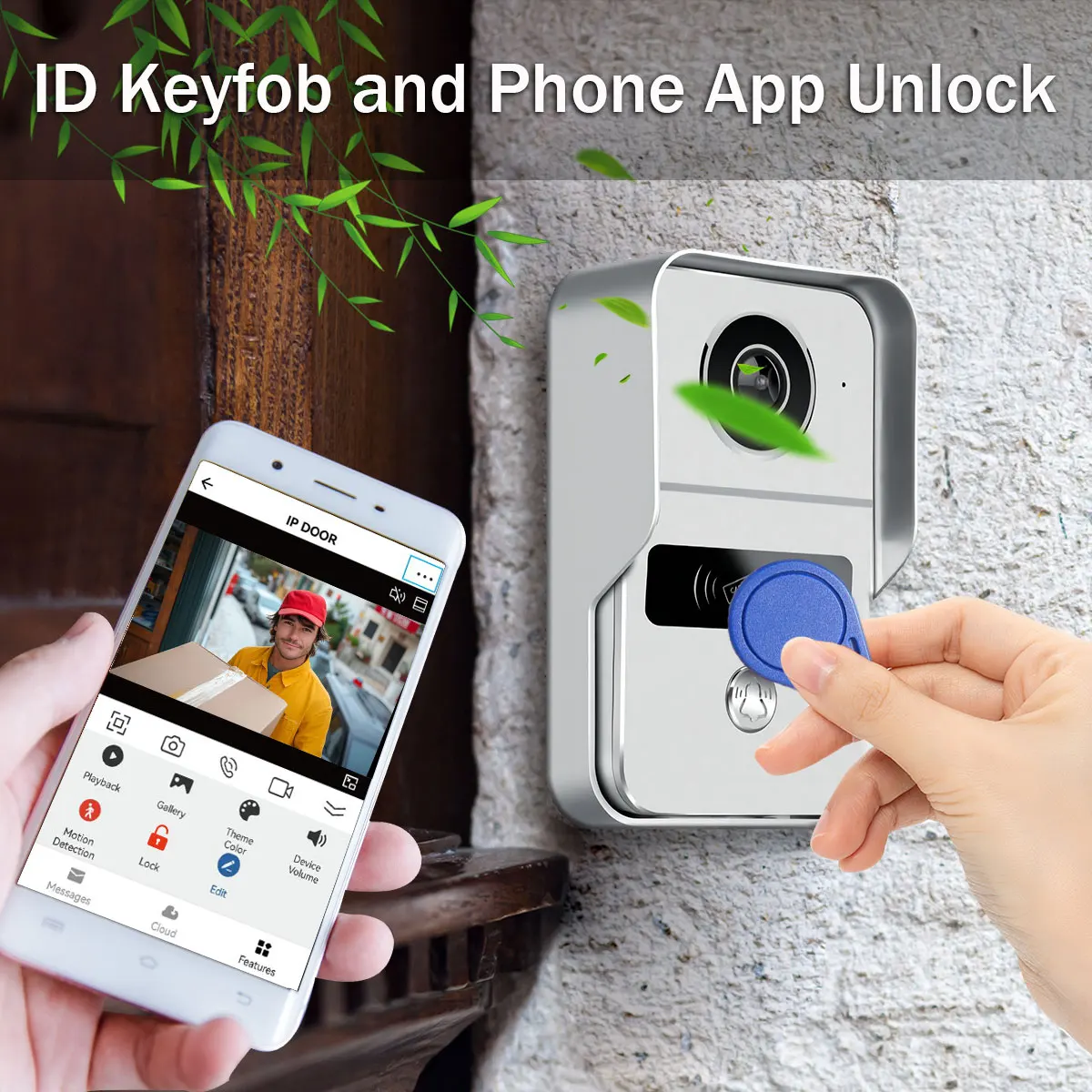 1080p Tuya Smart Türklingel Wifi Video Intercom mit Bewegungs erkennung per Fernbedienung ID-Karte oder App Home Security Protec entsperren Image