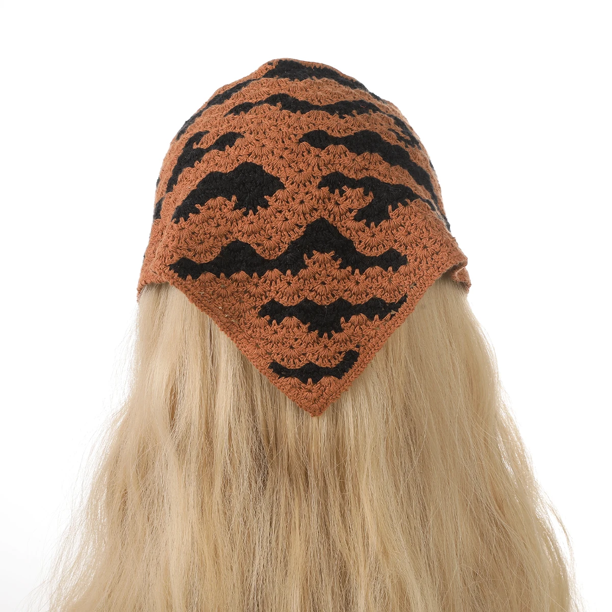 Awaytr gestrickt Halloween Muster Dreieck Schal Büro Dame Handgelenk Haar gummi Snood Foulard Stirnband Schals Wraps Halstuch Image