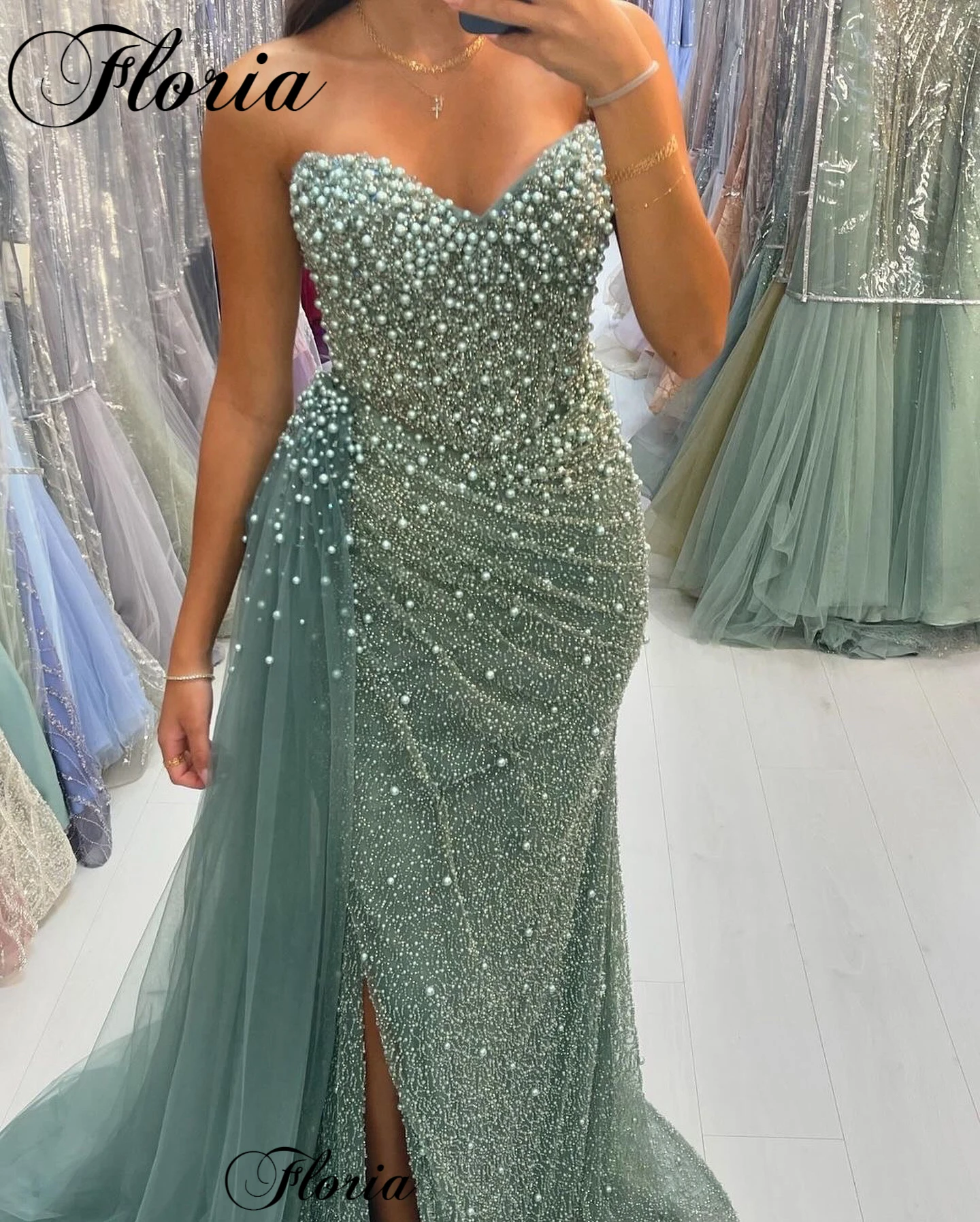 Einfache Schatz Cocktail kleider mit Perlen plus Größe Meerjungfrau Ballkleider vestidos de cóctel Hochzeits gäste Kleider benutzer definierte Image