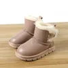 Winter neue Kinder helle Leder Schneeschuhe Kinder stiefel verdickt Schaffell Fell ein Kinderschuhe