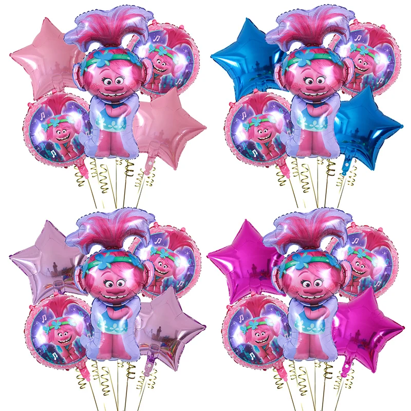 5 Teile/satz Cartoon Disney Trolle Folie Helium Ballons Geburtstag Thema Party Dekoration Baby Dusche Kinder Spielzeug Liefert Luft Globos Image