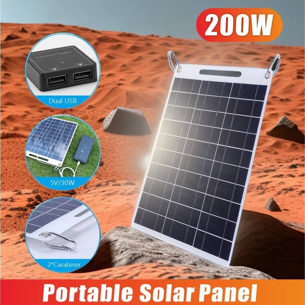 200w Flexibilität Solar platte 5V wasserdichtes Solar panel tragbare Dual-USB-Solar batterie ladegerät Outdoor-Camping Solarzellen