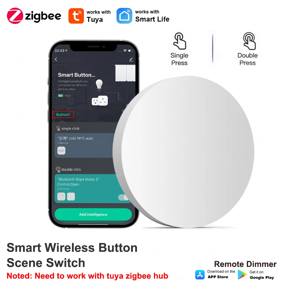 Tuya ZigBee Drahtlose Szene Schalter Push Button Automatisierung Szenario Controller Batterie Betrieben Intelligente Verknüpfung Gerät Image