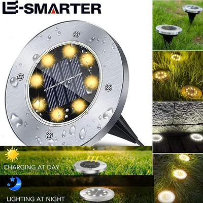 8led Solar Power Disk Light Outdoor Garten Solar Underground Light Deck Lichter Spotlight begraben Solar Lampe Landschafts beleuchtung