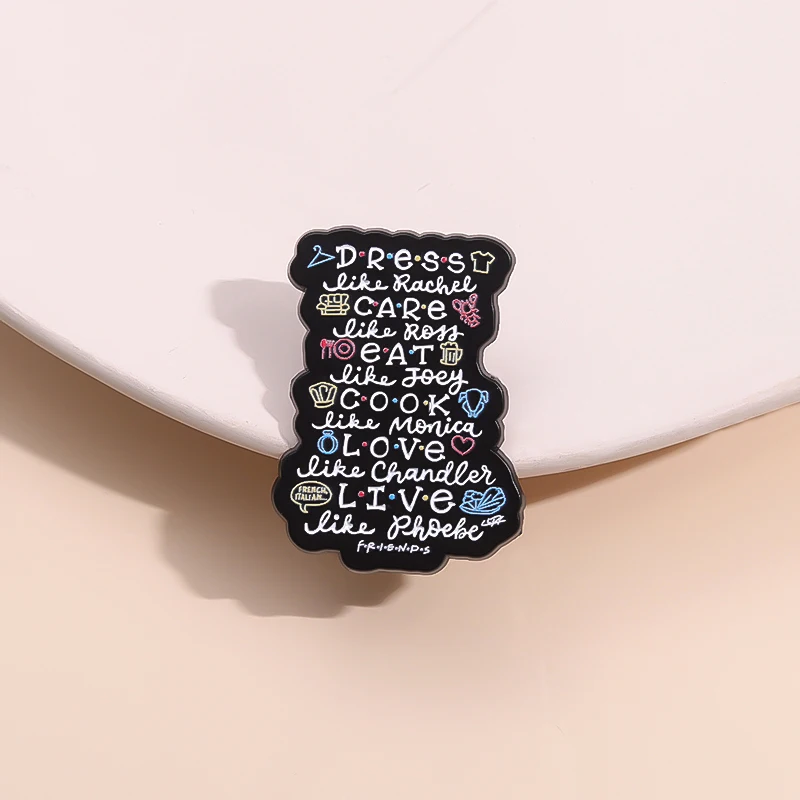 Freunde TV-Show Emaille Pins 90er Jahre klassische Sitcom Broschen Metall Revers Abzeichen Rucksack Hut Aktentasche Schmuck Geschenk für Fans Freunde Image