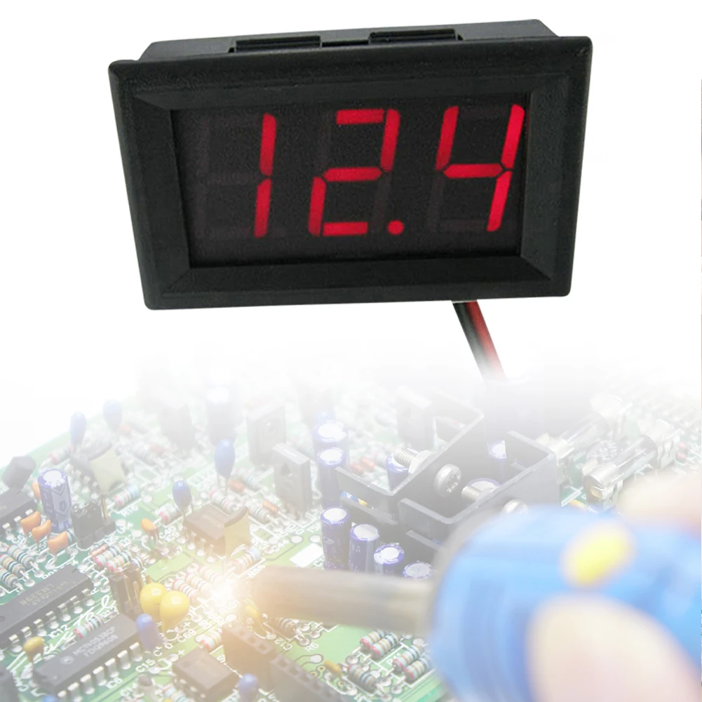 DC 4,5 V-30V digitales Voltmeter 2 Drähte 0,56 Zoll Mini-Spannungs prüfer Spannungs feld messer für 6V 12V Elektromobil Motorrad Auto Image