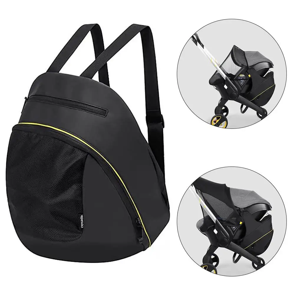 2-in-1-Aufbewahrungstasche für schwarze Mama, für Doona-Kinderwagen-Zubehör, tragbarer Aufbewahrungskoffer, Mutter-Rucksack, wasserdichte Wickeltasche Image