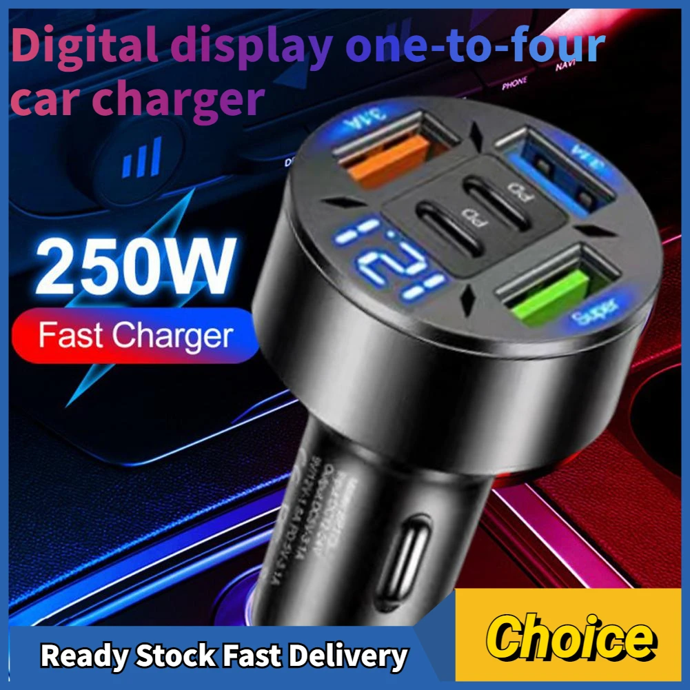 Auto ladegerät qc3.0 USB Typ C Schnell ladung 3,0 W 5-Port USB ein USB C Schnell ladung Zigaretten anzünder Adapter für iPhone Xiaomi Image