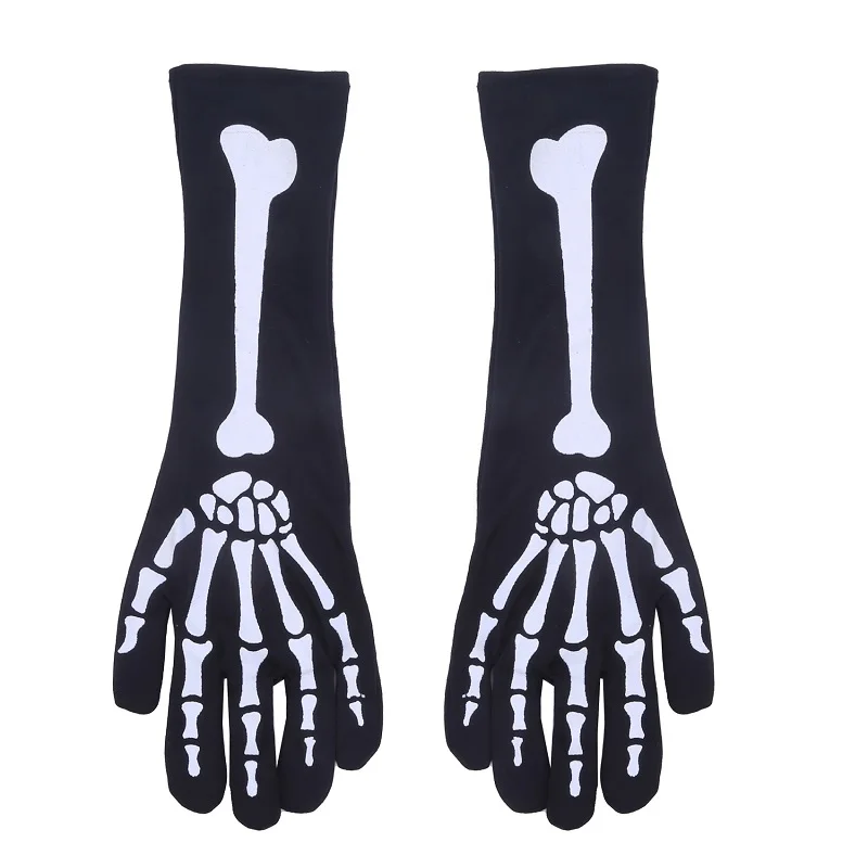 Erwachsene Halloween Weiße Skelett Handschuhe Mode Schädel Fäustling Geist Klaue Schädel Handschuh Stretch Cosplay Goth Fäustlinge Zubehör Image