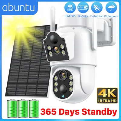 4k 8mp wifi Solar kamera Outdoor-Batterie WiFi IP-Kamera Dual-Objektiv drahtlose Überwachungs kamera icsee App Sicherheits schutz