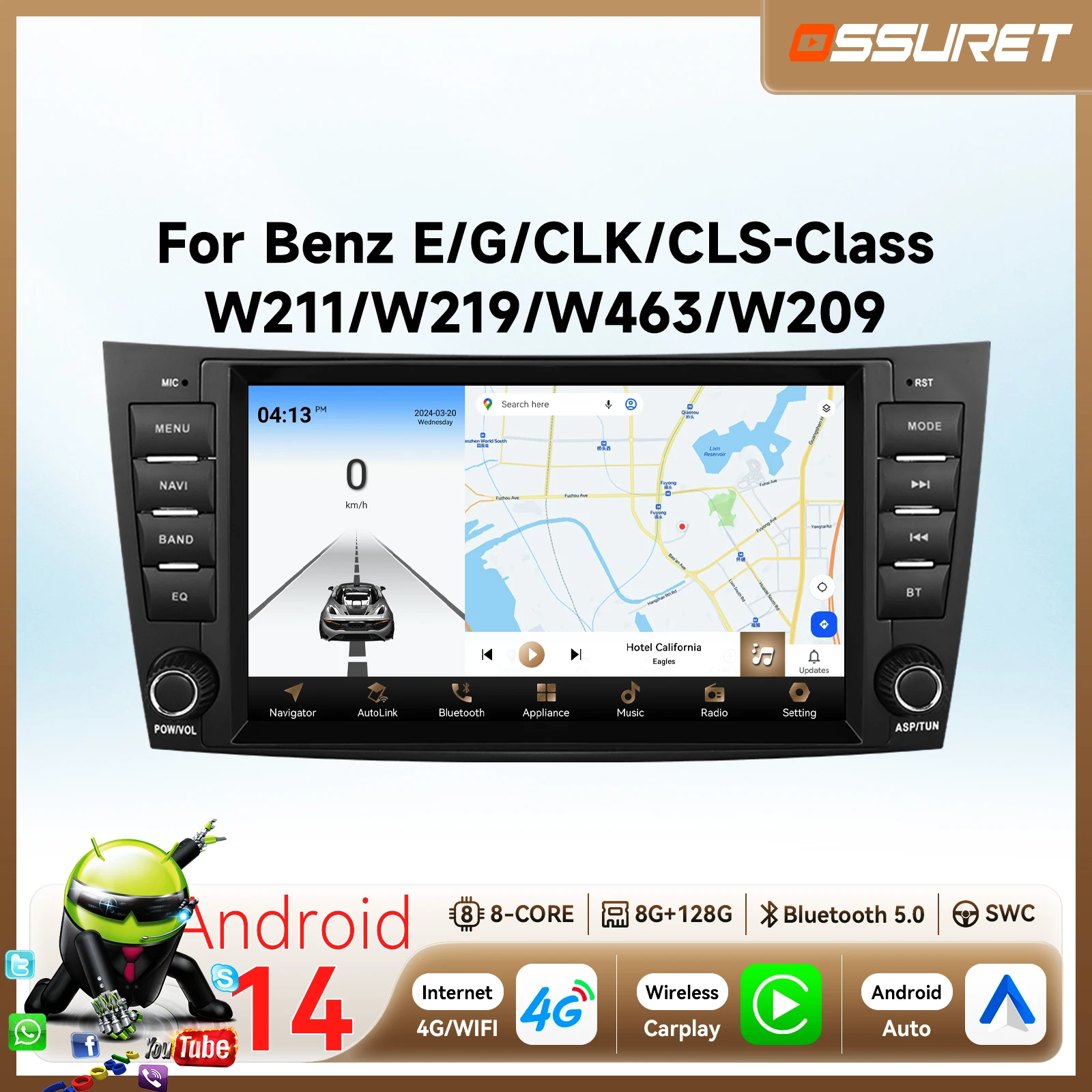 8 "7862 Android Auto Auto radio 4G Carplay Für Benz E-Klasse W211 2002-2009 CLS-CLK-G-Klasse W463 W209 W219 2din Multimedia Player Image