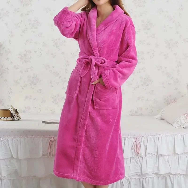 Hochzeit Morgen Robe Dicke Warme Hause Kleid Herbst Winter Korallen Fleece Nachtwäsche Lose Beiläufige Nachtwäsche Flanell Bademantel Kimono Image