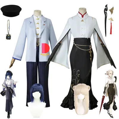 Genshin lmpact yelan ning guang budget freundliches cosplay kostüm karneval uniform perücke anime halloween handgemachte kostüme frauen spiel Image
