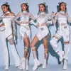 Frauen sexy weiße Spitze Gogo Tänzer Outfit Hip Hop Kleidung koreanischen Sänger Bühnen kostüm DJ ds Rave tragen Jazz Tanz kostüm