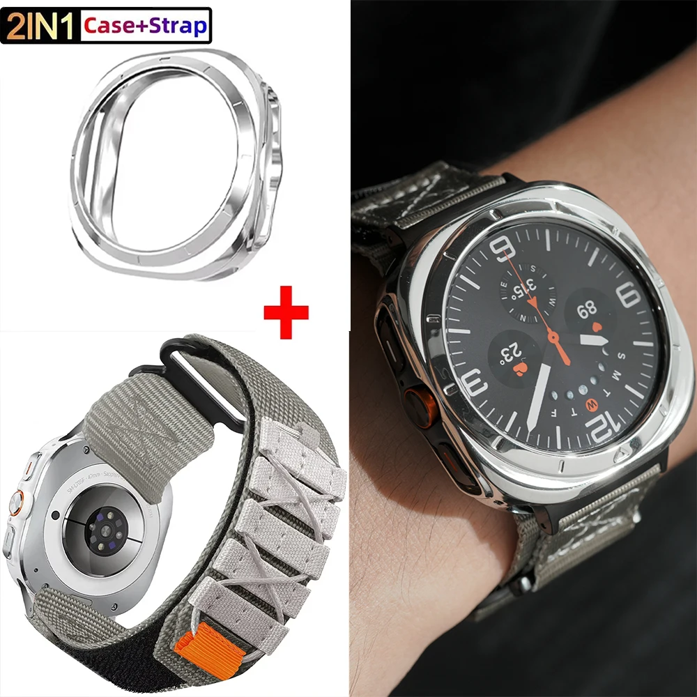 2 in1 keine Lücken Nylon armband Fall für Samsung Galaxy Uhr 7 Ultra 47mm Quick Fit Band Sport Armband für Galaxy 47mm Armband Image