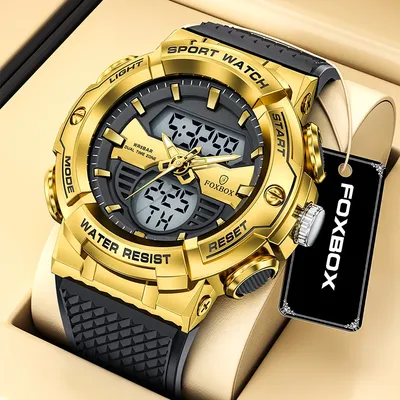 Foxbox Militär uhr Männer Silikon Sport Herren Quarz Armbanduhren lässig wasserdicht LED Display Alarm Digitaluhren für Männer
