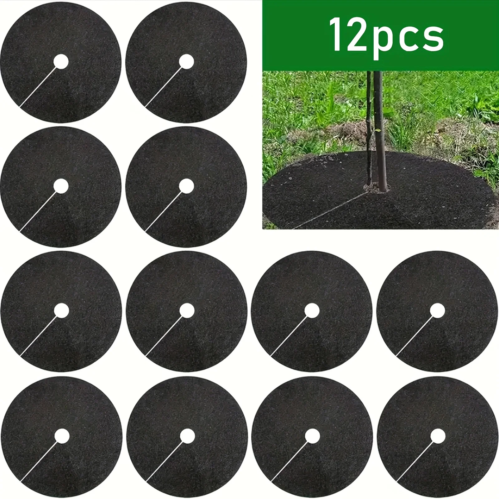 10 Stück Vlies-Baum-Mulch-Ring, verdickte Baumschutzmatte, Pflanzenabdeckung Image