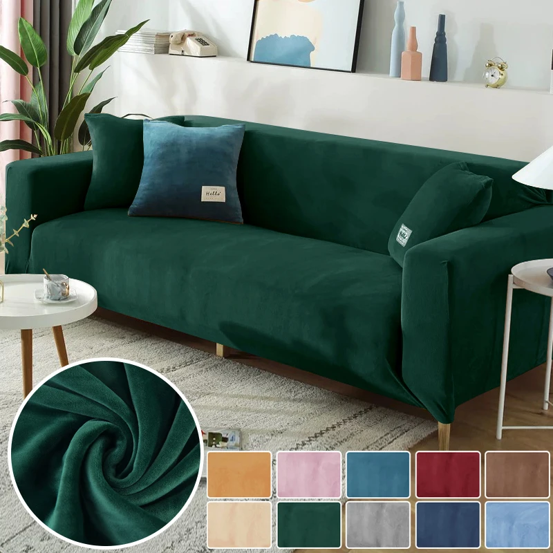 Neue Samt Sofa Abdeckungen für Wohnzimmer Elastische Spandex Sofa Abdeckung Schnitt Couch L Form Ecke Sessel Abdeckungen 1/2/3/4 Sitz